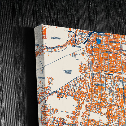Mojokerto Indonesia Colorful City Map Canvas Print Detail