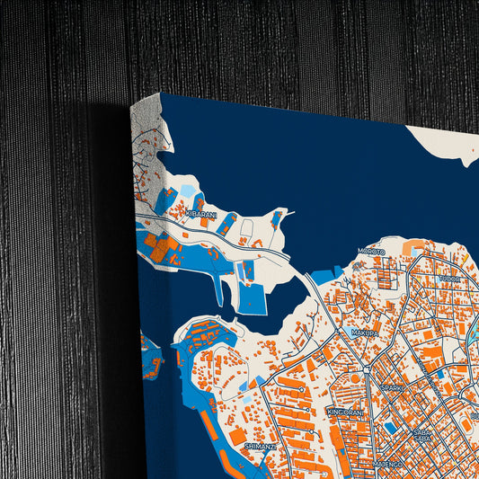 Mombasa Kenya Colorful City Map Canvas Print Detail