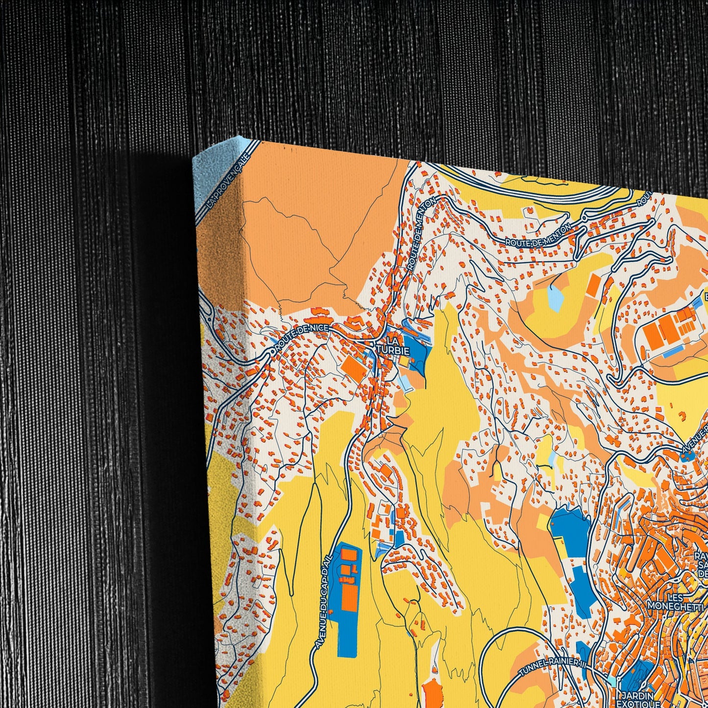 Monaco-Ville Monaco Colorful City Map Canvas Print Detail