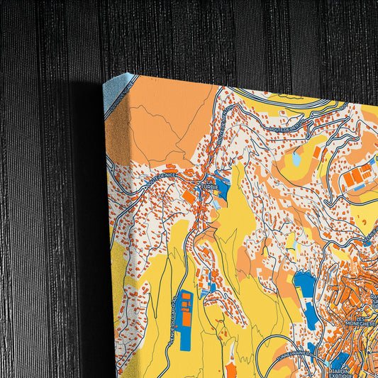 Monaco-Ville Monaco Colorful City Map Canvas Print Detail