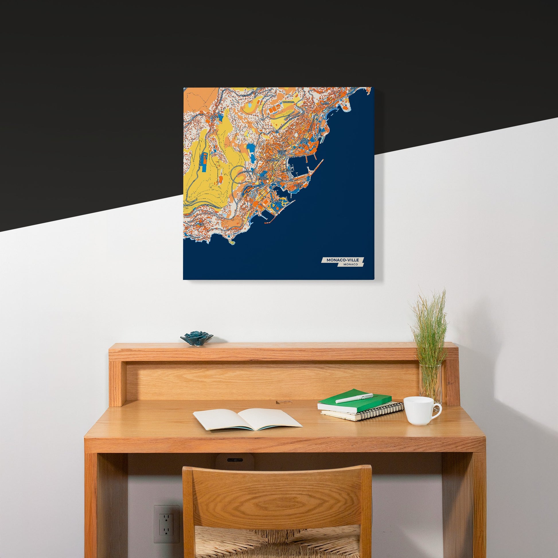 Monaco-Ville Monaco Colorful City Map Canvas Print Scene