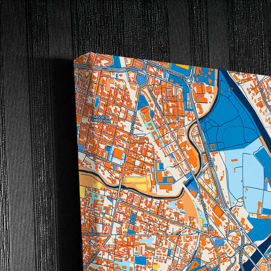 Moncalieri Italy Colorful City Map Canvas Print Detail