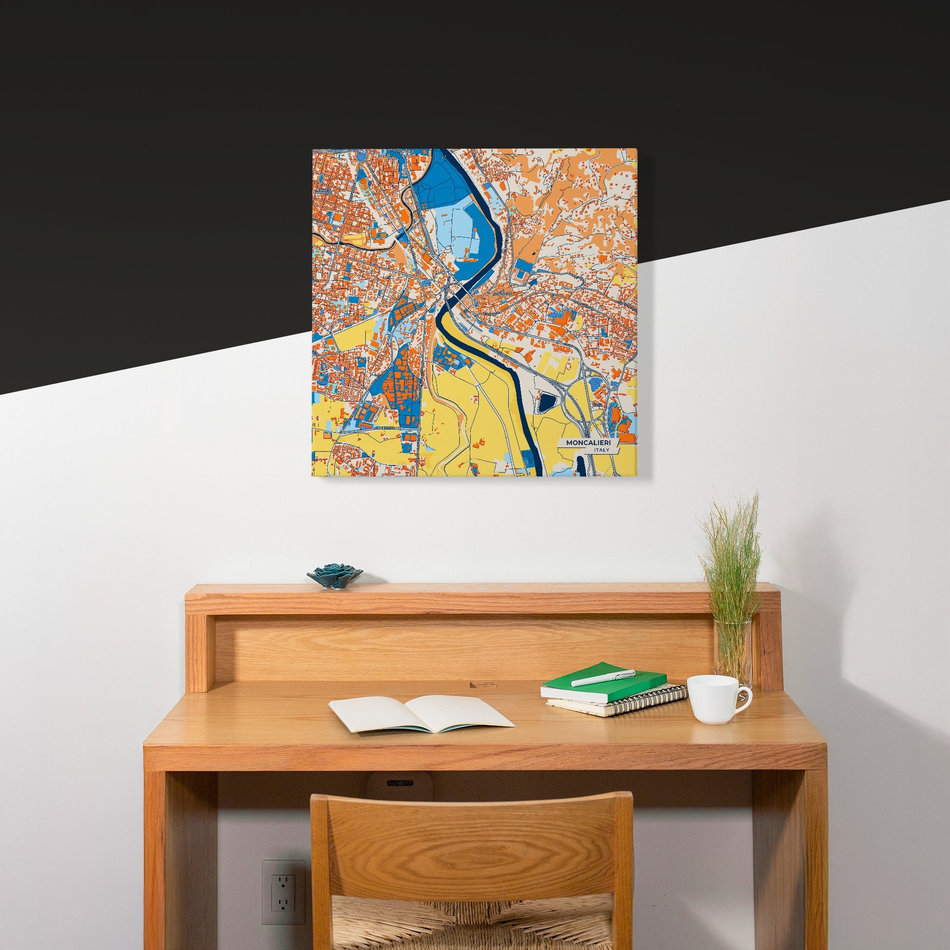 Moncalieri Italy Colorful City Map Canvas Print Scene