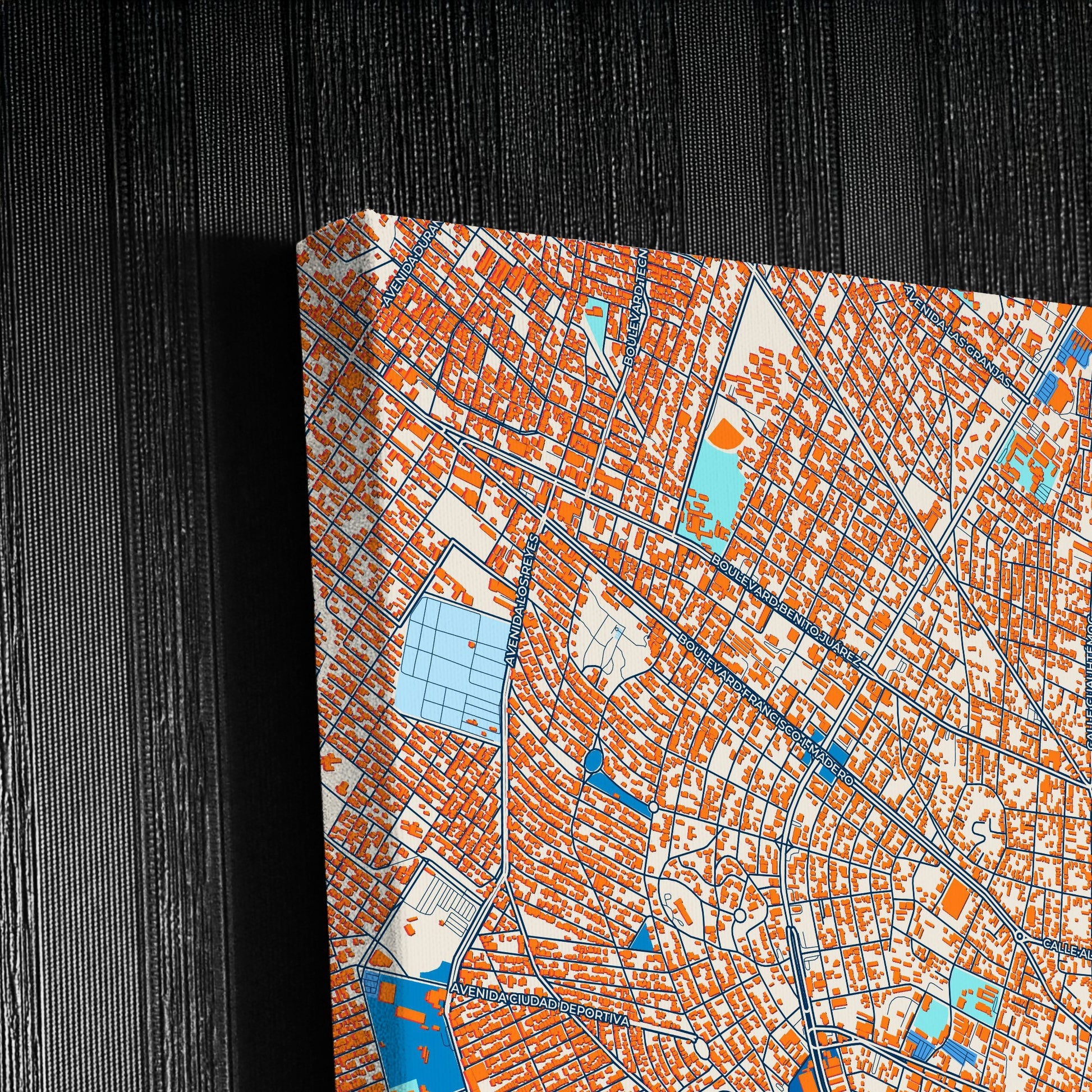 Monclova Mexico Colorful City Map Canvas Print Detail