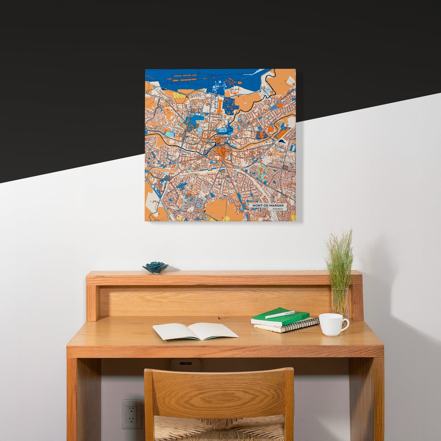 Mont-De-Marsan France Colorful City Map Canvas Print Scene