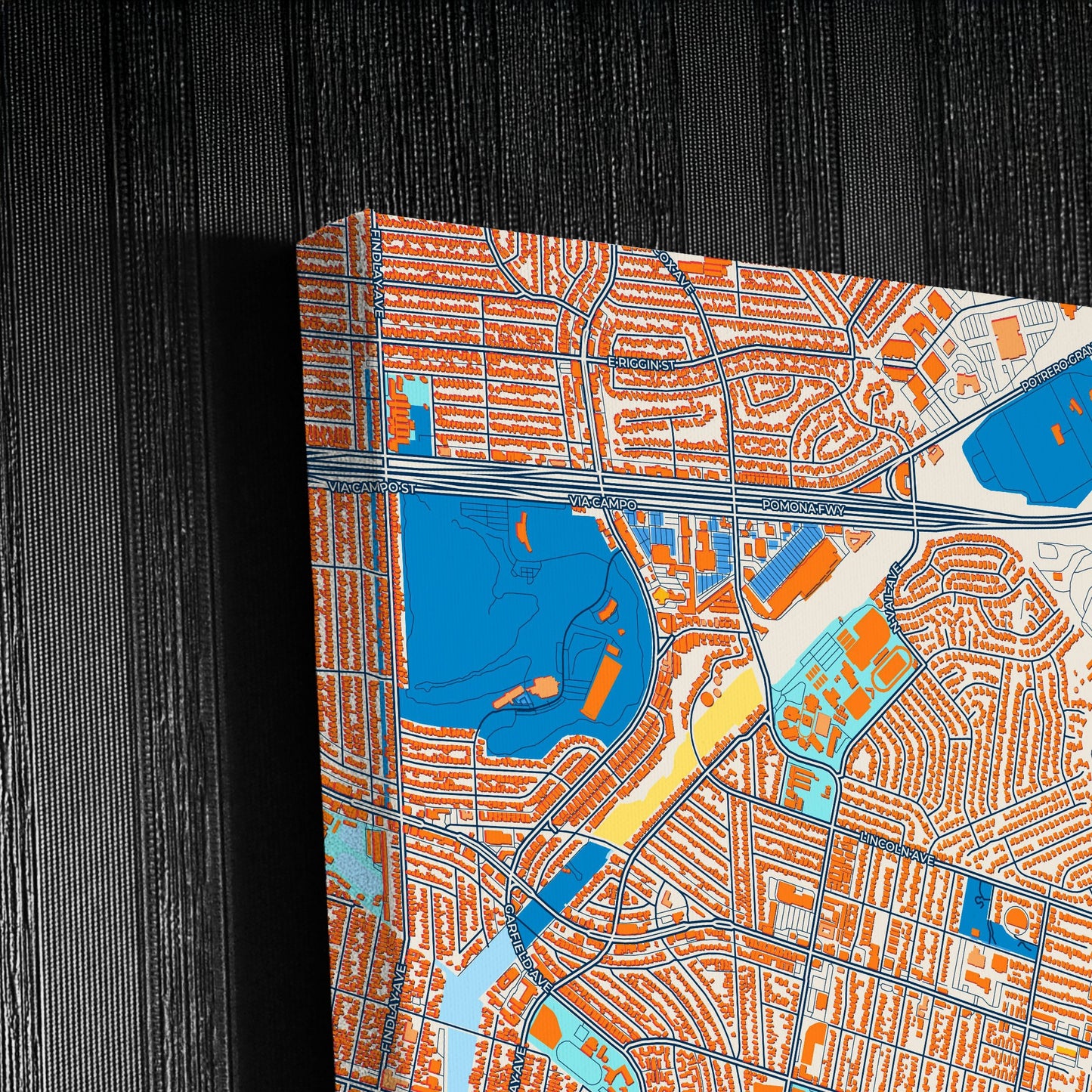 Montebello California Colorful City Map Canvas Print Detail