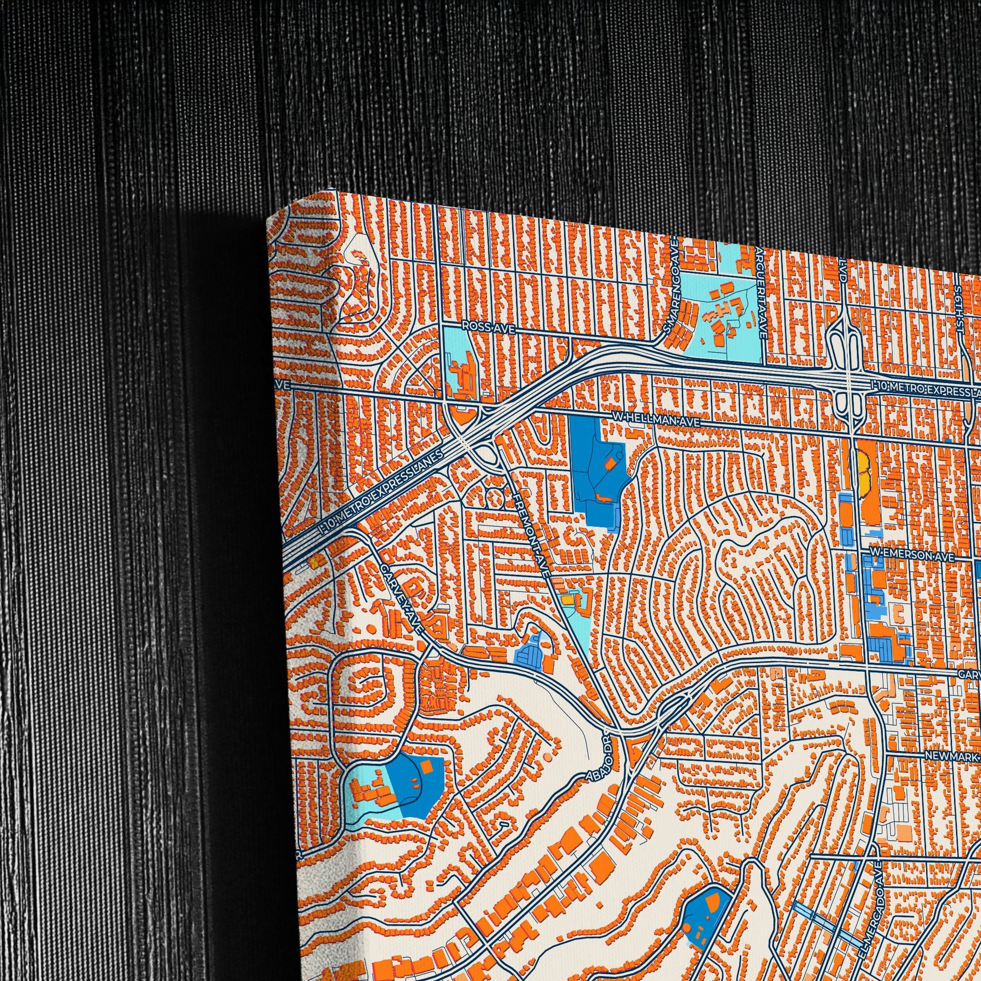 Monterey Park California Colorful City Map Canvas Print Detail