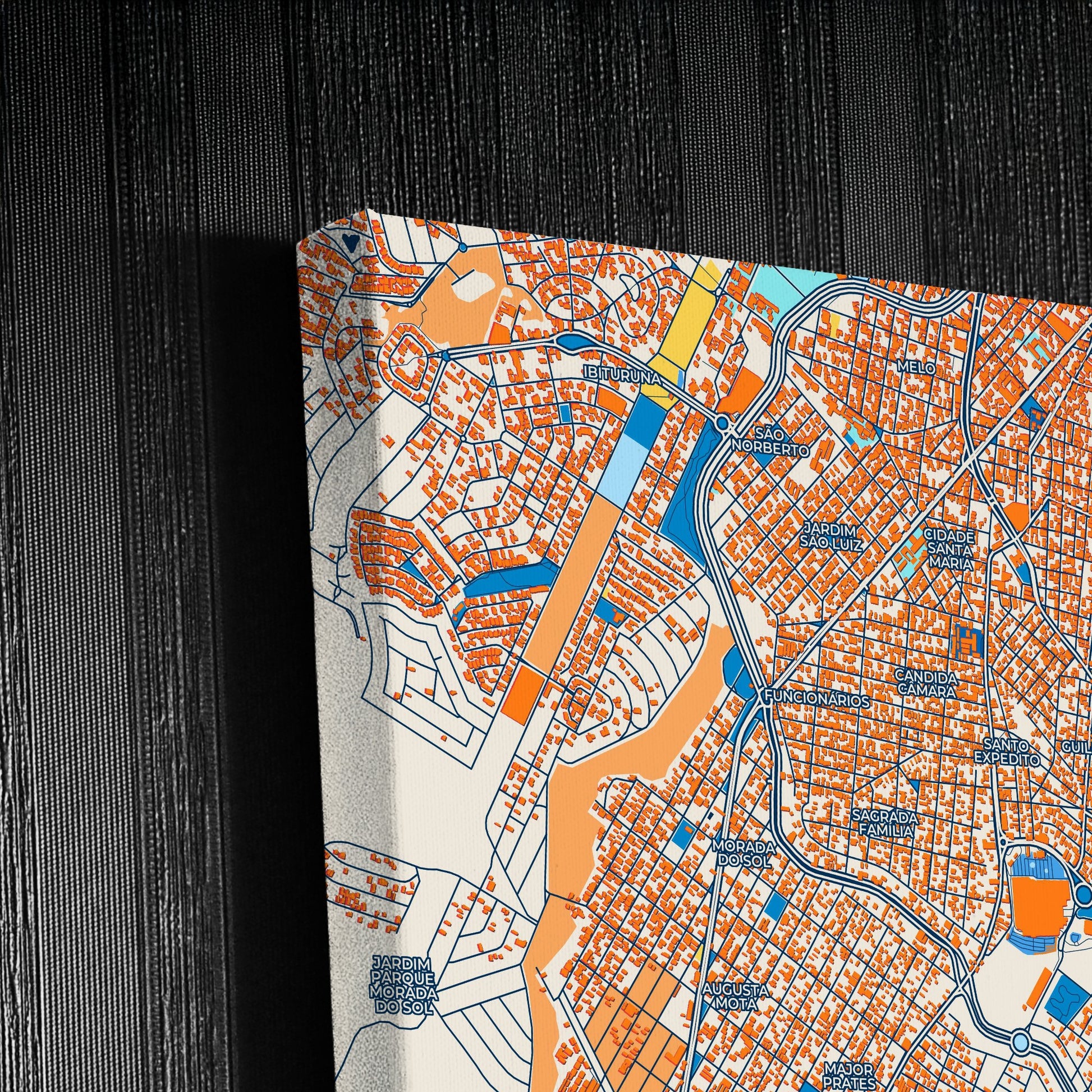 Montes Claros Brazil Colorful City Map Canvas Print Detail