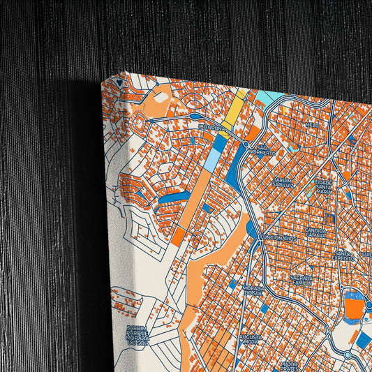 Montes Claros Brazil Colorful City Map Canvas Print Detail
