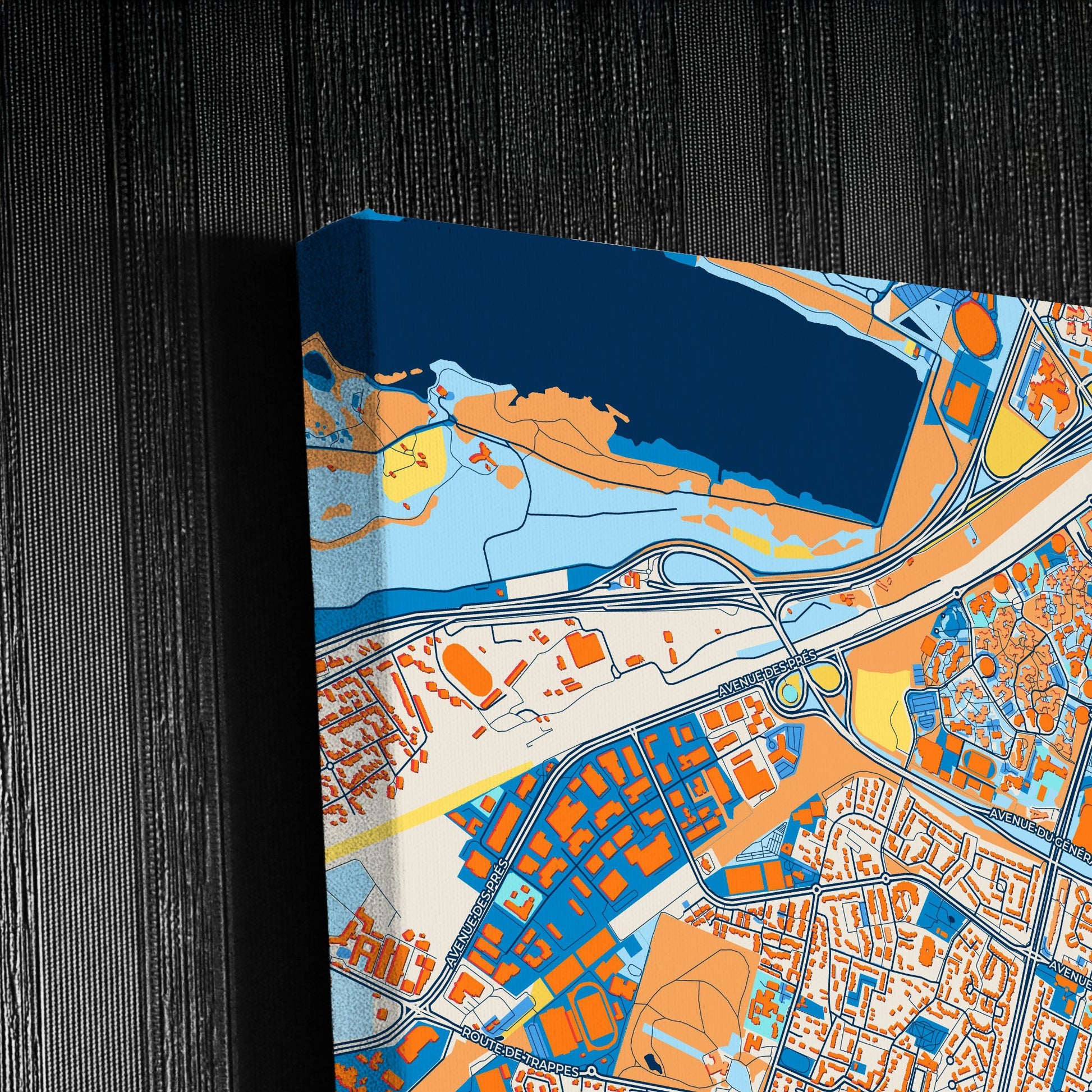 Montigny-Le-Bretonneux France Colorful City Map Canvas Print Detail