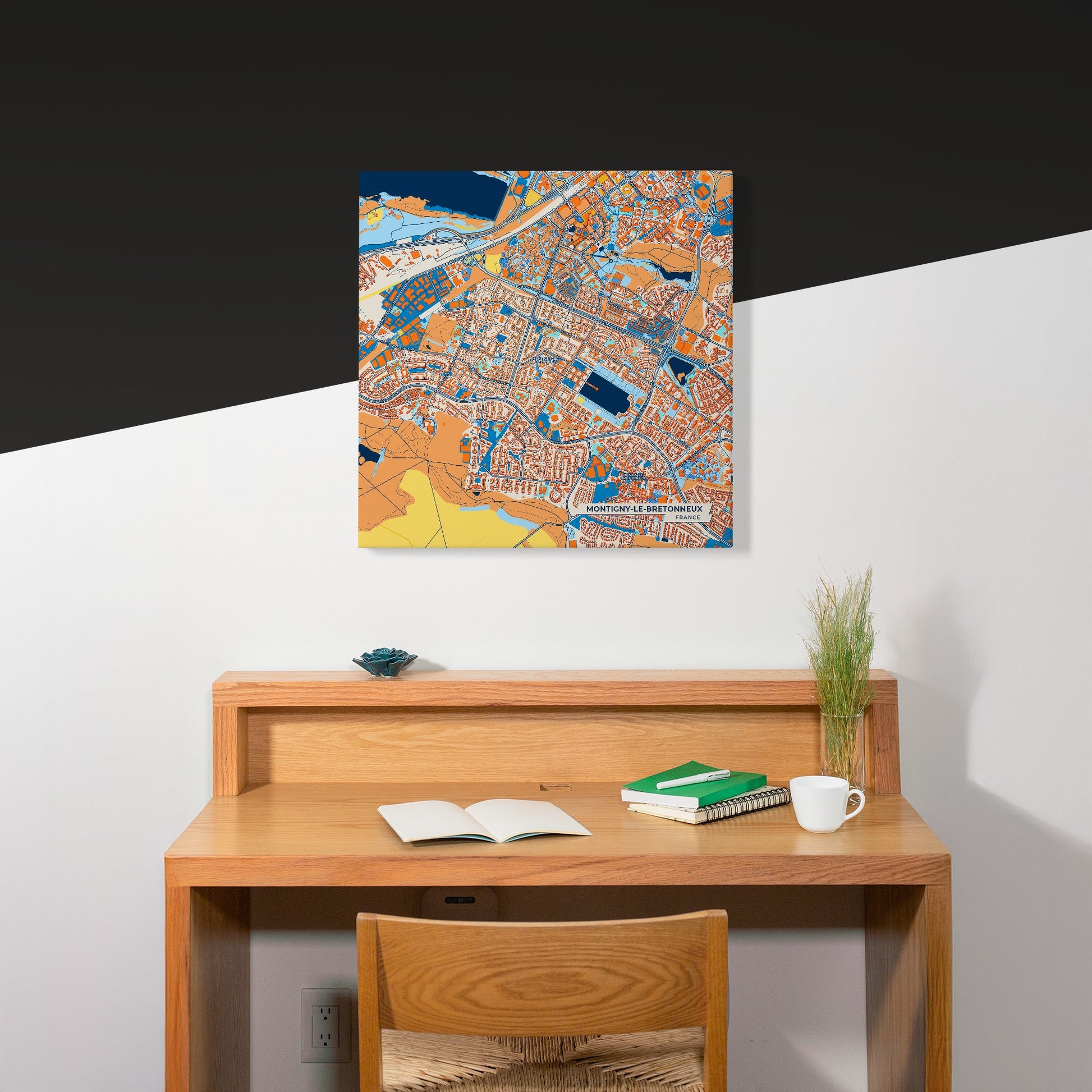 Montigny-Le-Bretonneux France Colorful City Map Canvas Print Scene
