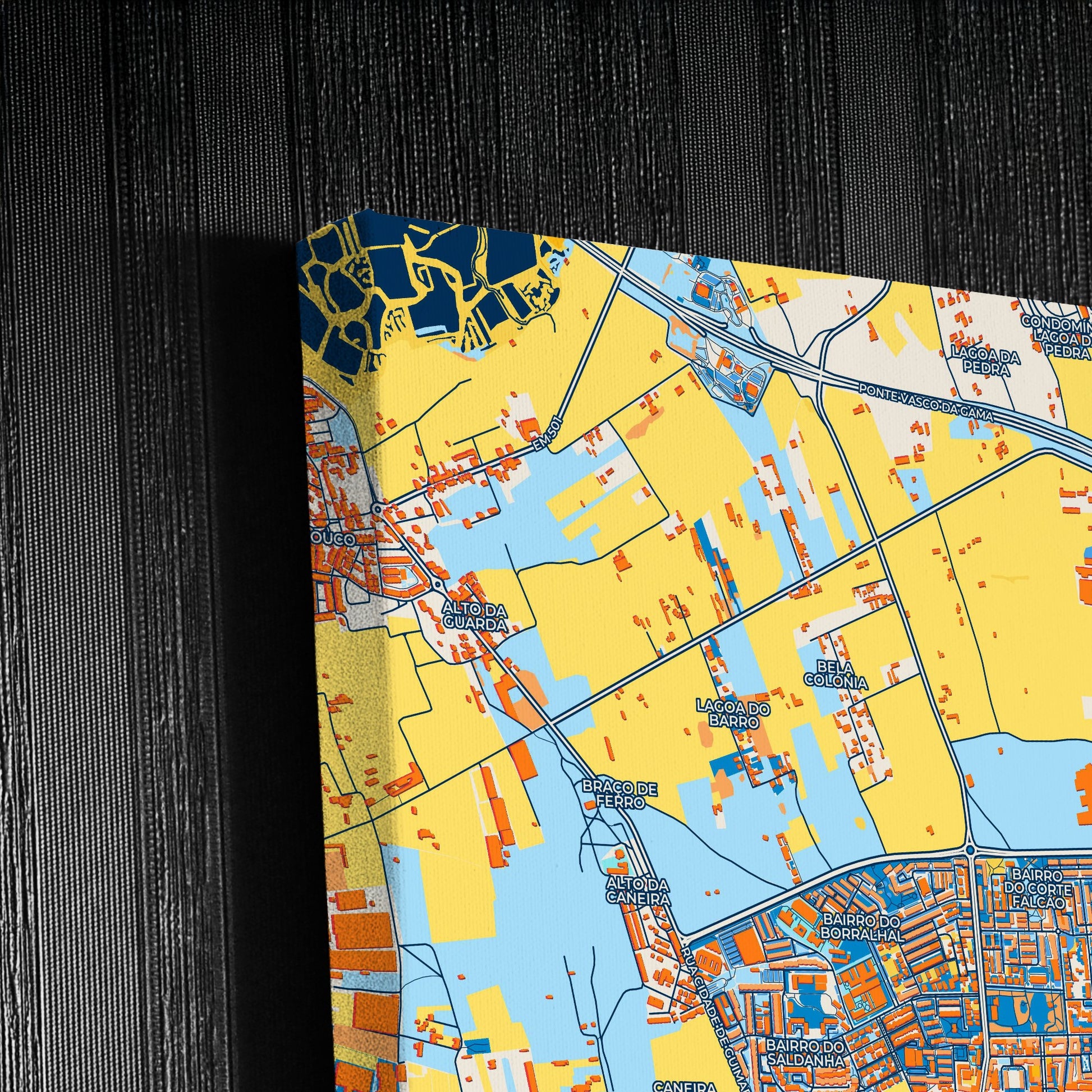 Montijo Portugal Colorful City Map Canvas Print Detail