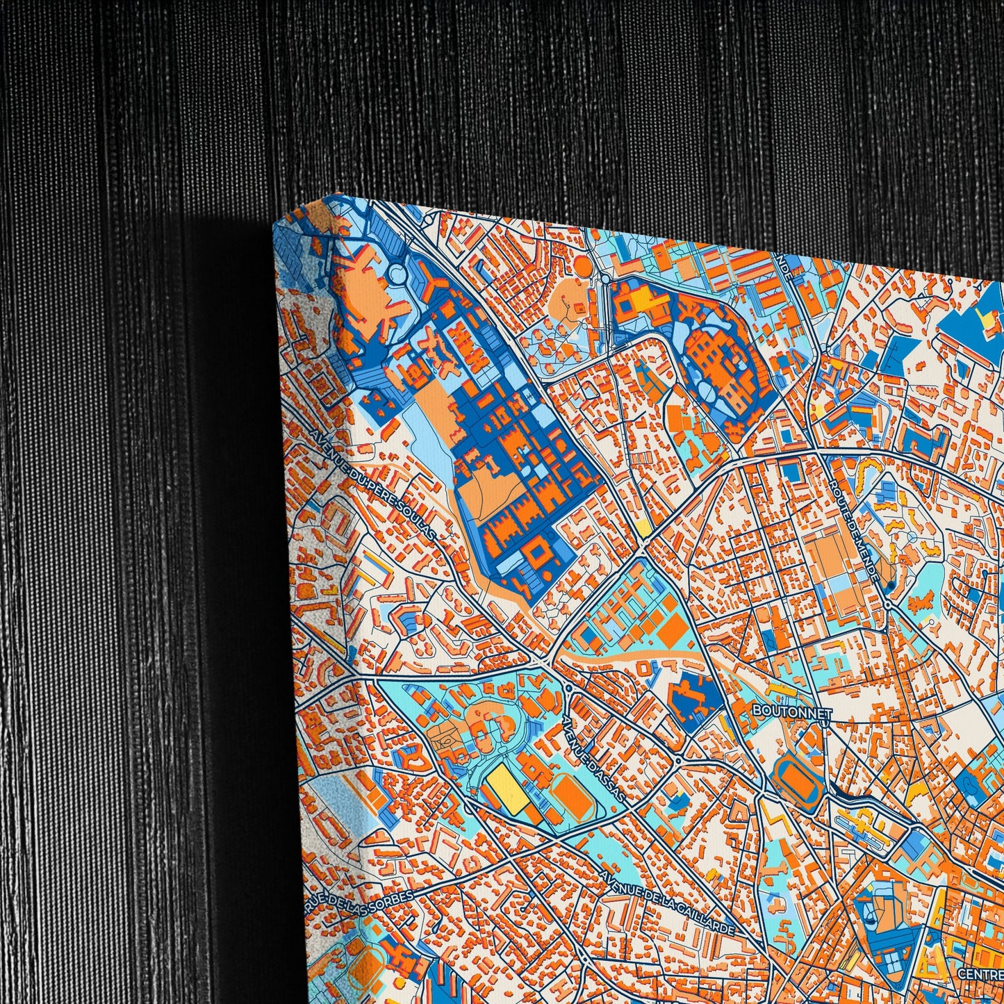 Montpellier France Colorful City Map Canvas Print Detail