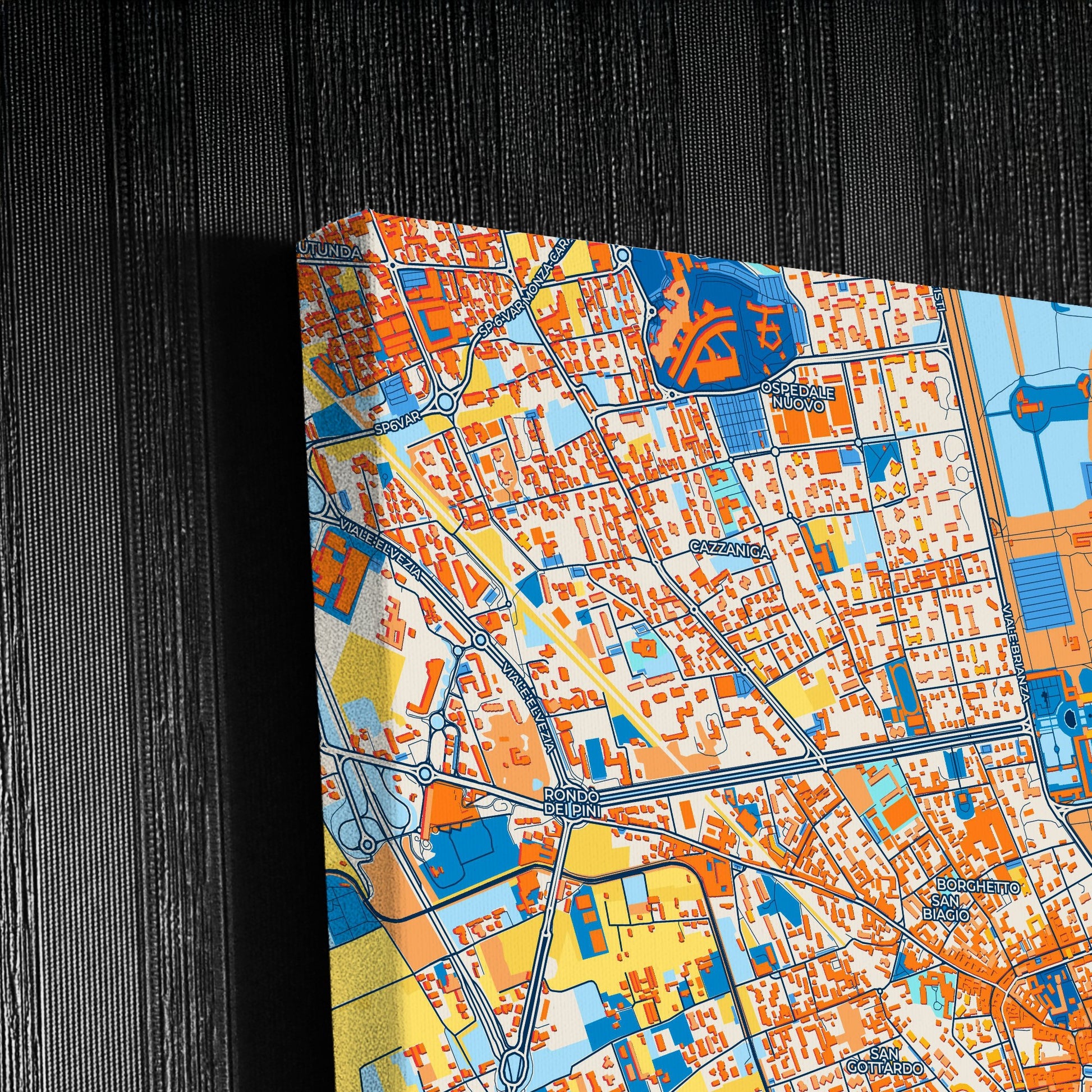 Monza Italy Colorful City Map Canvas Print Detail