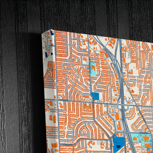 Moore Oklahoma Colorful City Map Canvas Print Detail