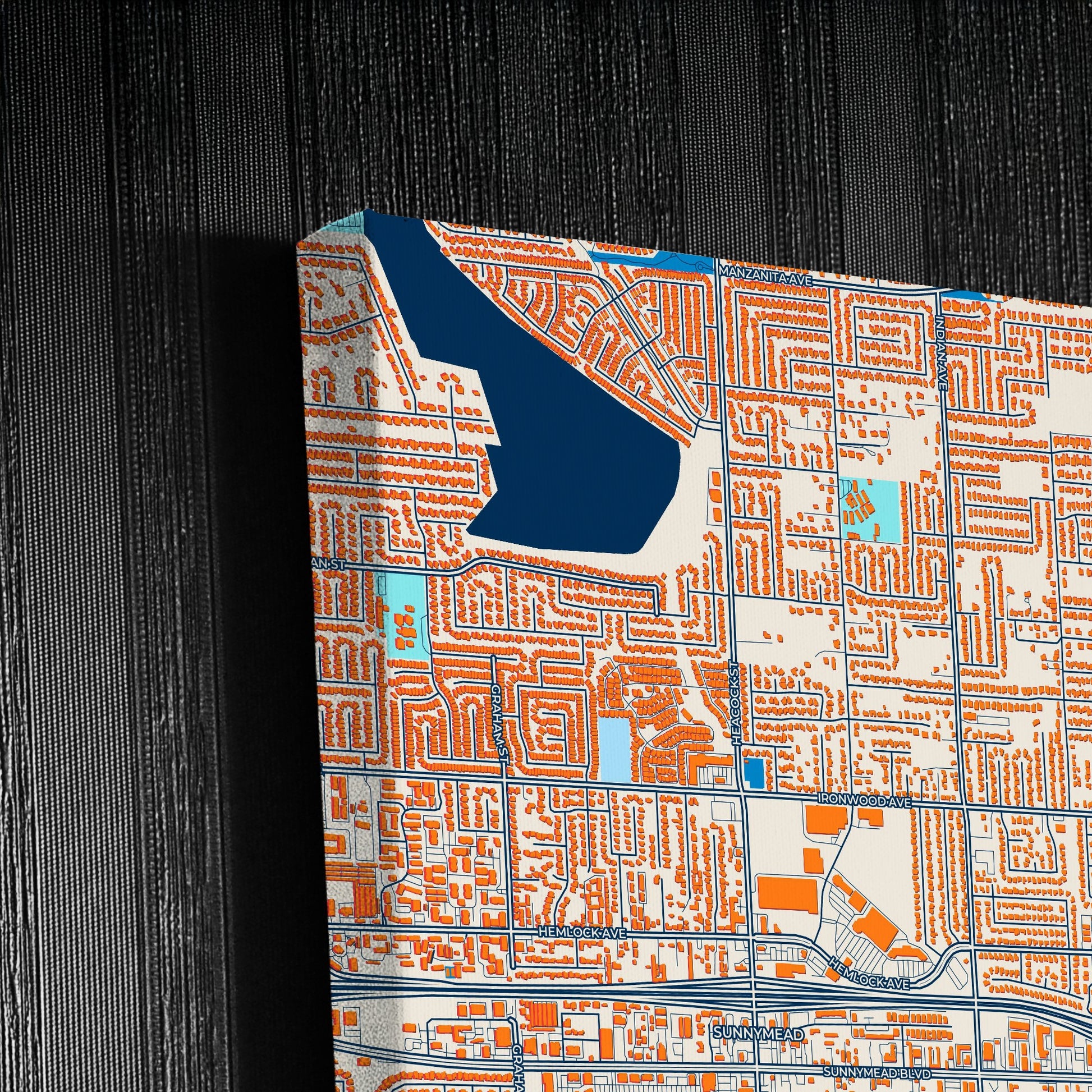 Moreno Valley California Colorful City Map Canvas Print Detail