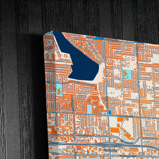 Moreno Valley California Colorful City Map Canvas Print Detail