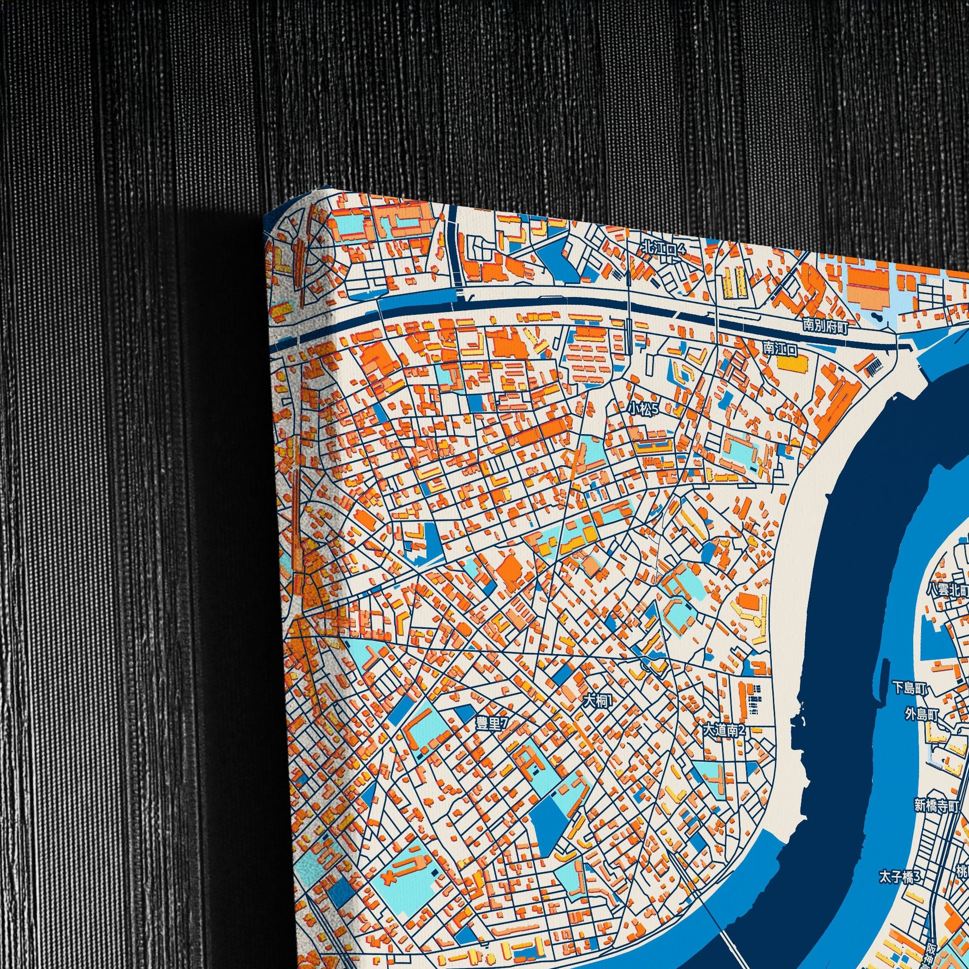 Moriguchi Japan Colorful City Map Canvas Print Detail