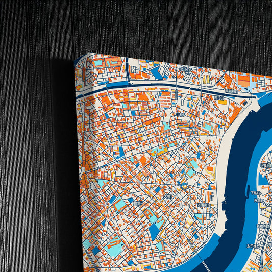 Moriguchi Japan Colorful City Map Canvas Print Detail
