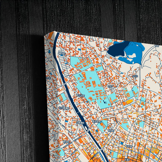 Morioka Japan Colorful City Map Canvas Print Detail