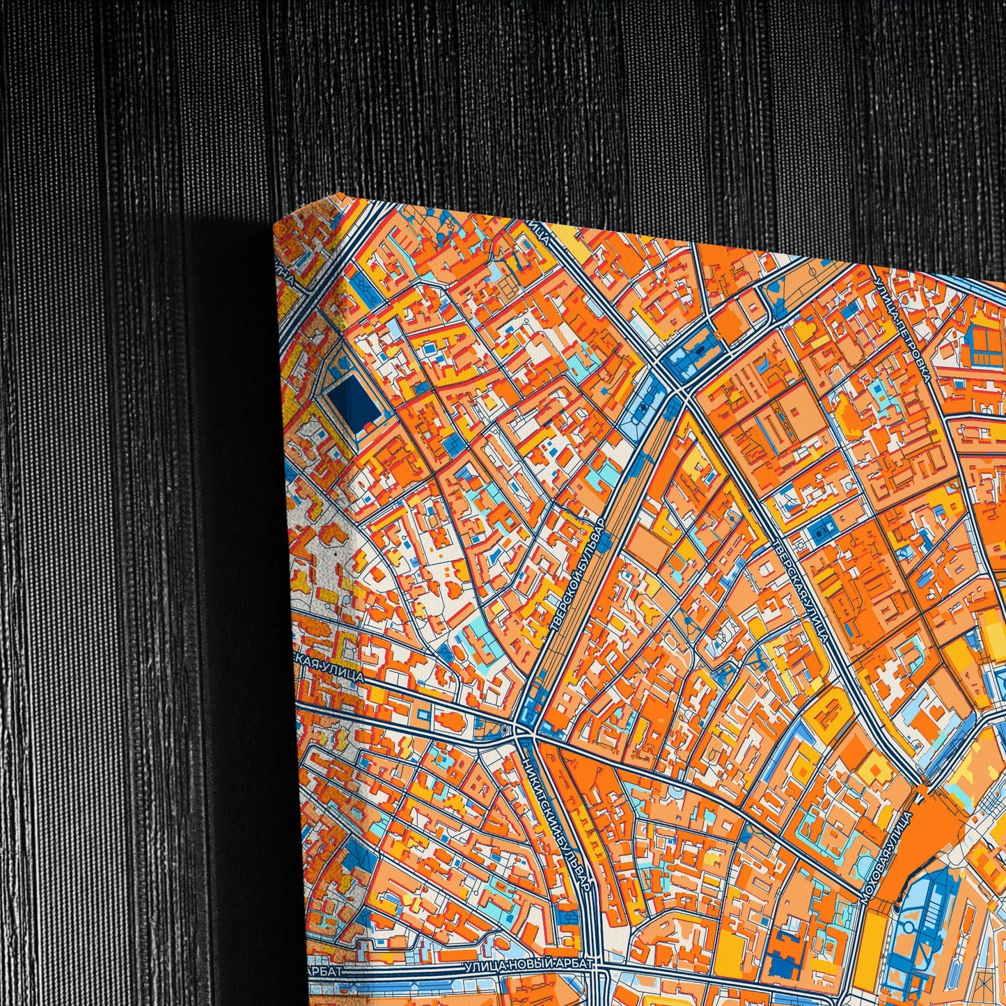 Москва Russia Colorful City Map Canvas Print Detail