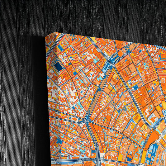 Москва Russia Colorful City Map Canvas Print Detail