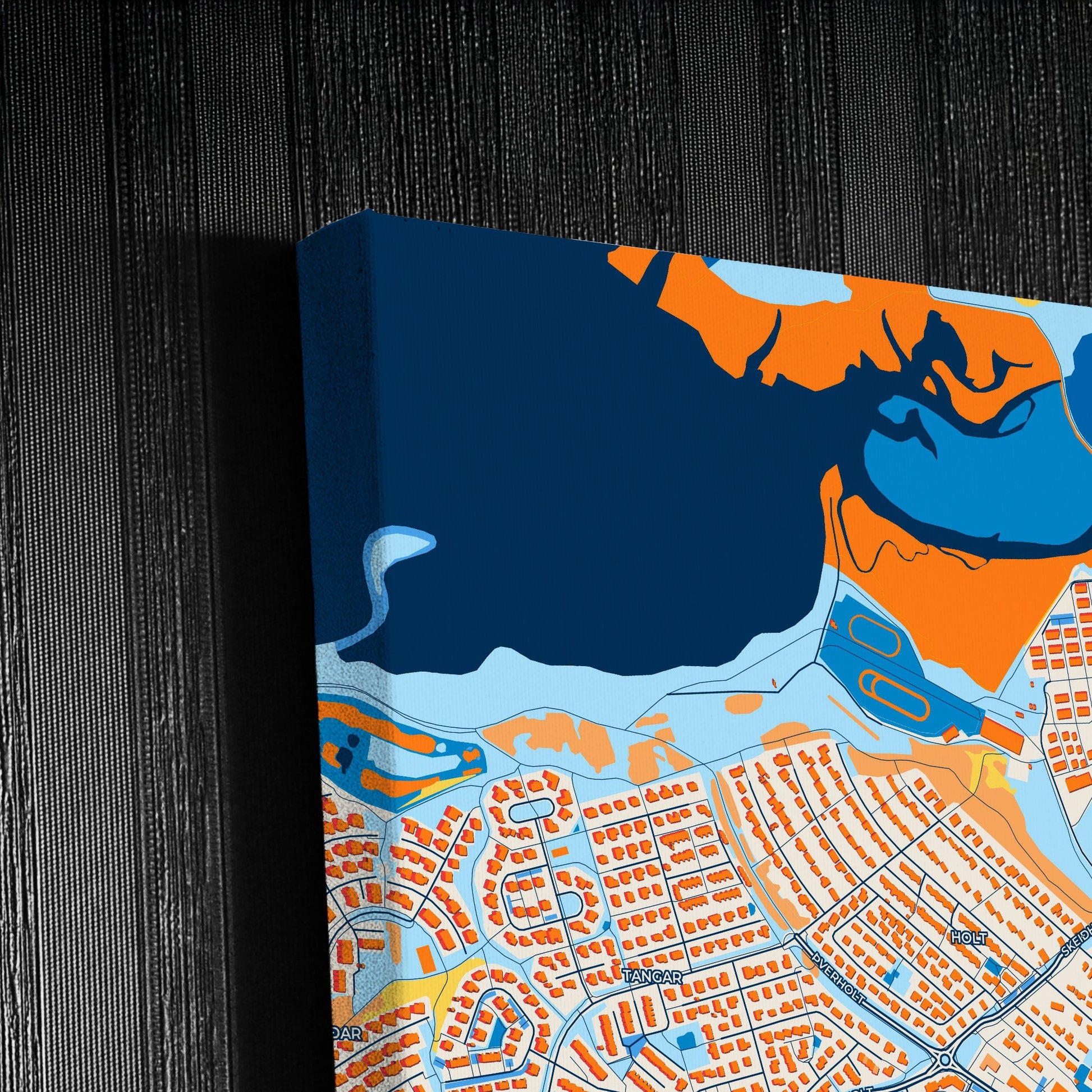 Mosfellsbær Iceland Colorful City Map Canvas Print Detail
