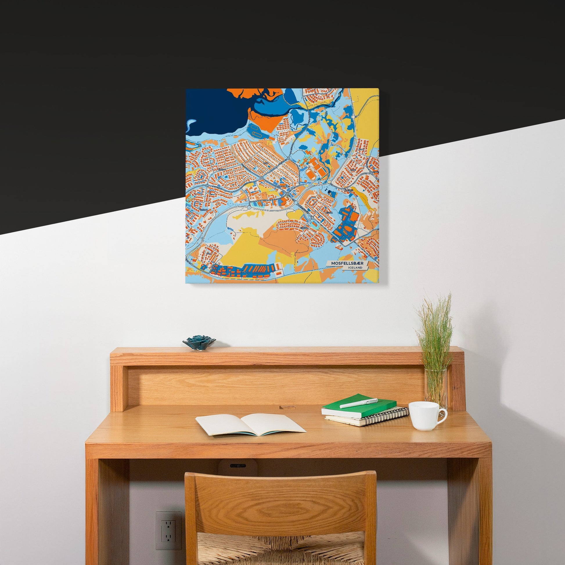 Mosfellsbær Iceland Colorful City Map Canvas Print Scene