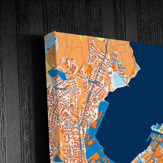 Moss Norway Colorful City Map Canvas Print Detail