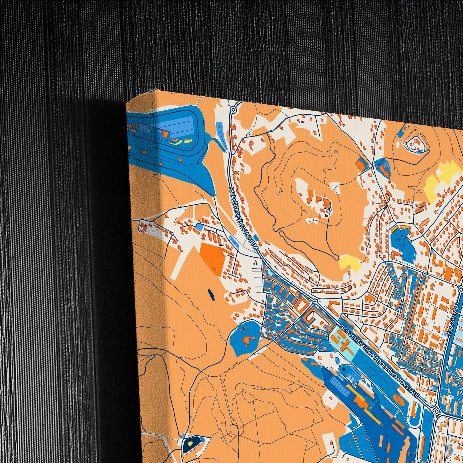 Většina Czechia Colorful City Map Canvas Print Detail