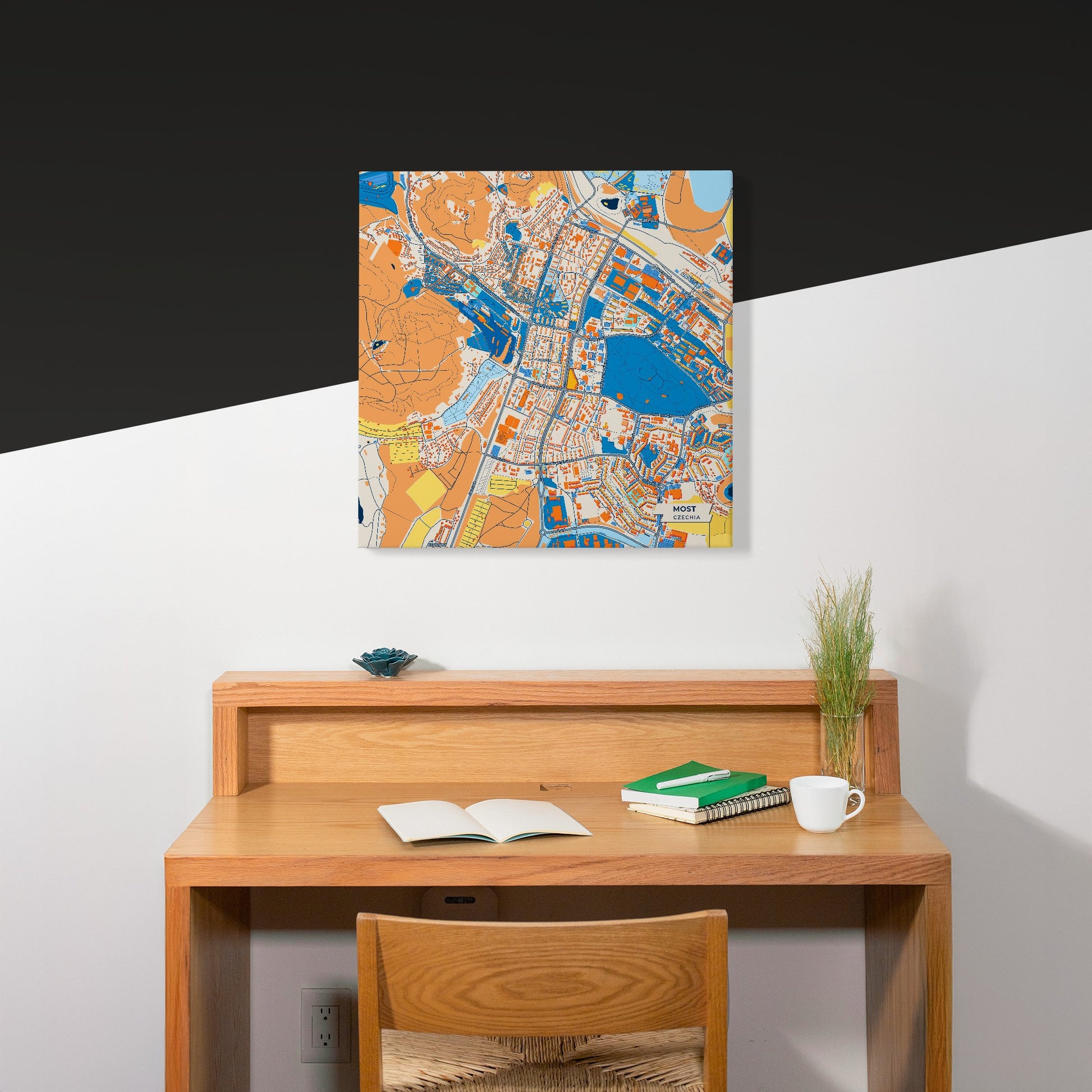Většina Czechia Colorful City Map Canvas Print Scene