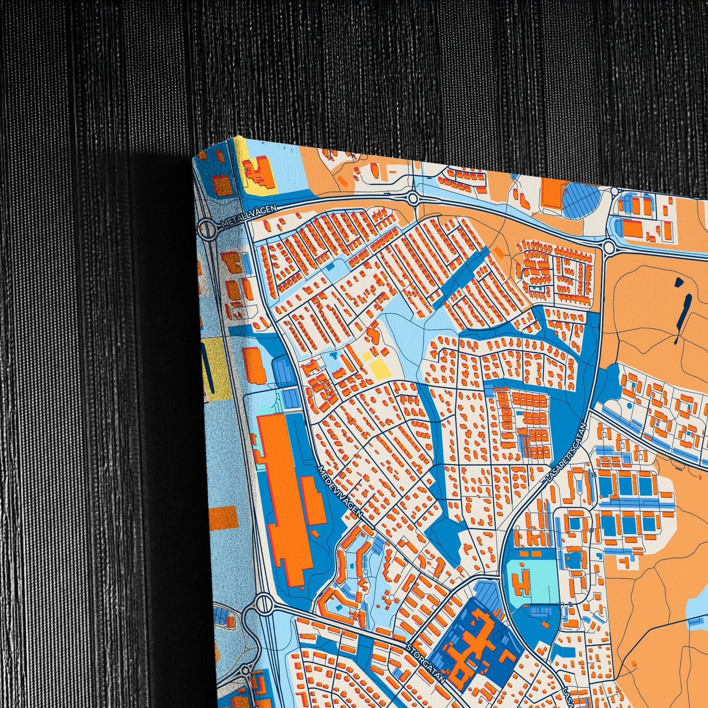Motala Sweden Colorful City Map Canvas Print Detail