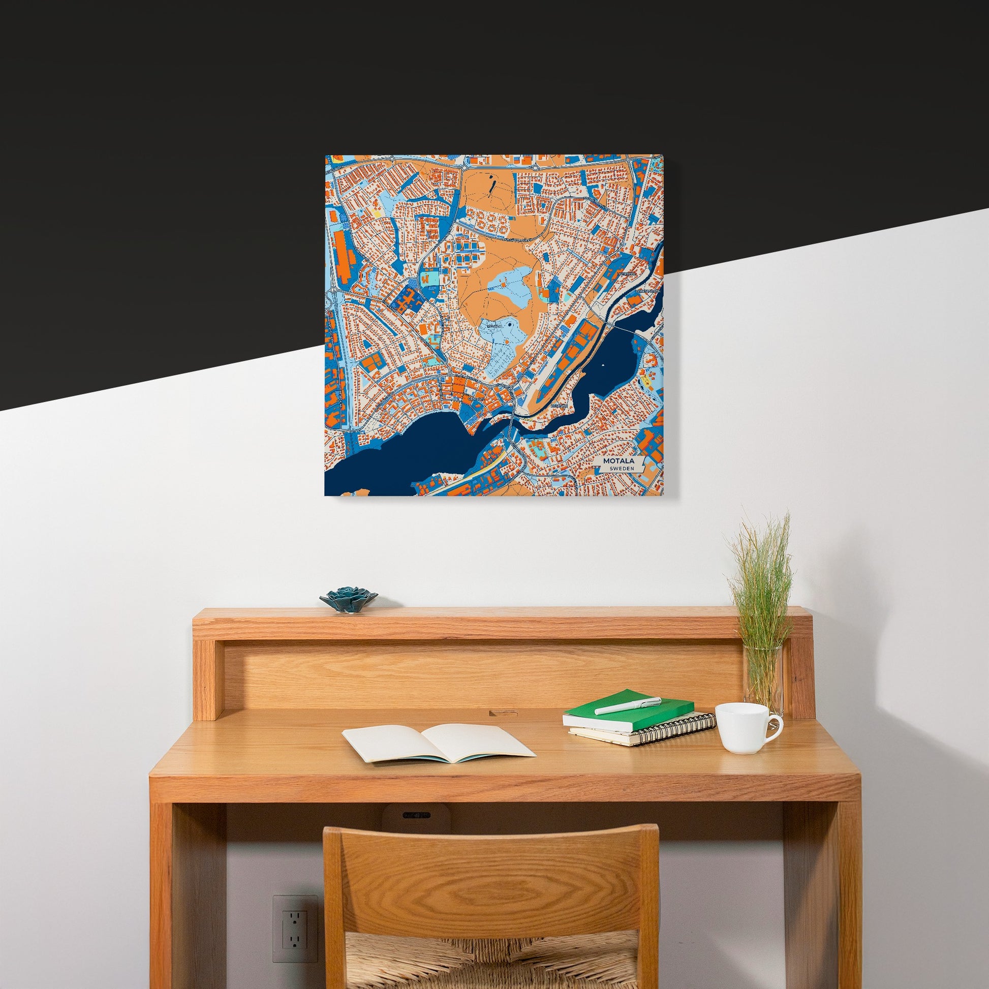 Motala Sweden Colorful City Map Canvas Print Scene