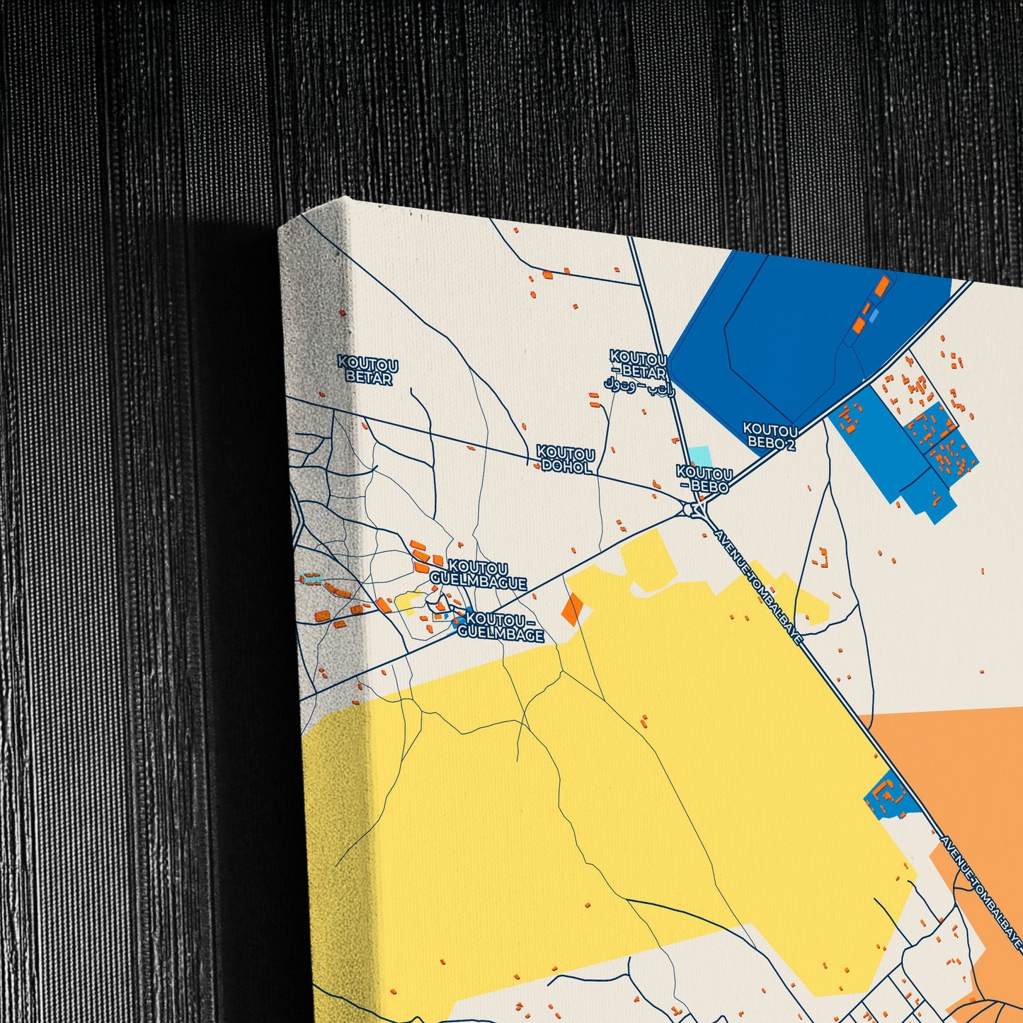 Moundou Chad Colorful City Map Canvas Print Detail