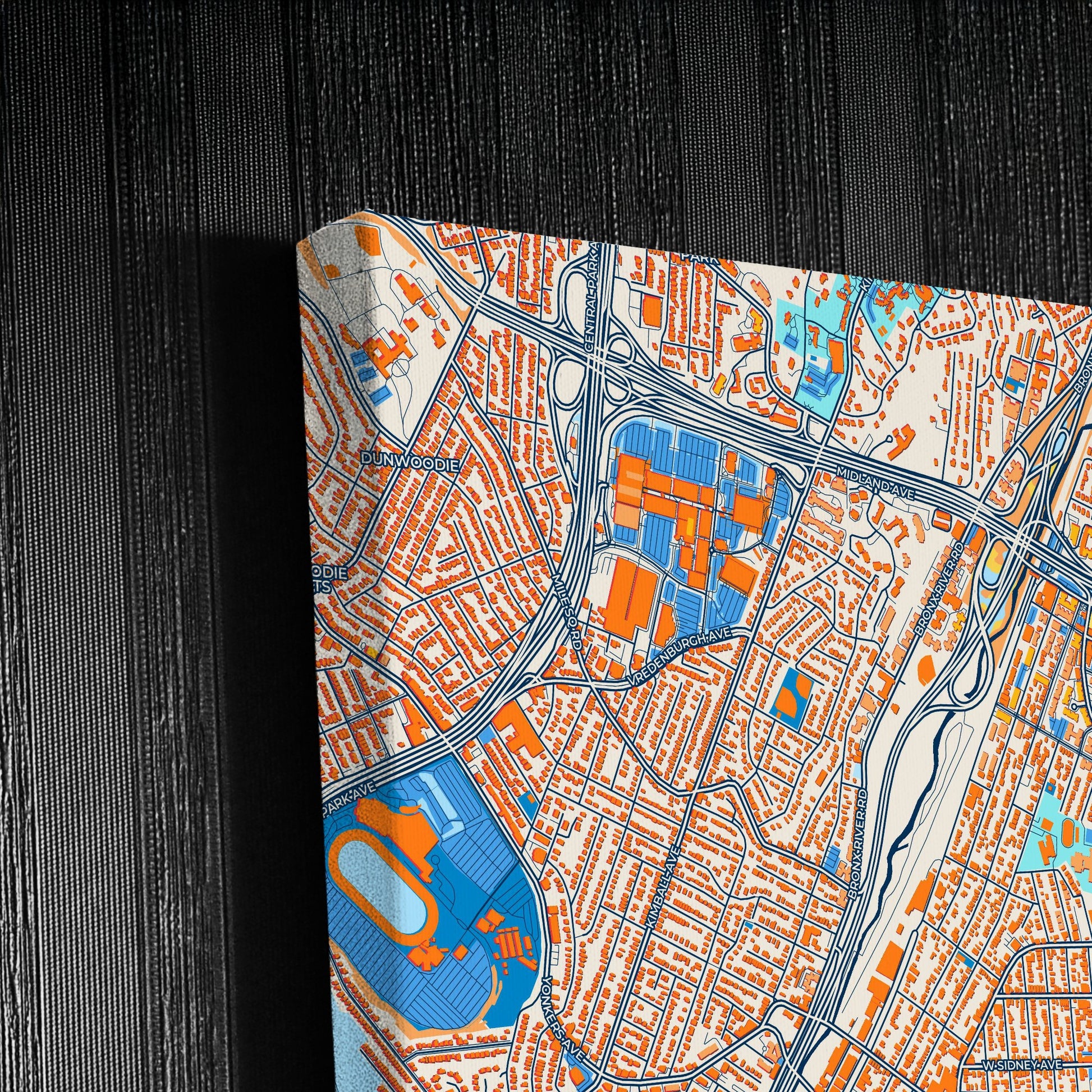 Mount Vernon New York Colorful City Map Canvas Print Detail