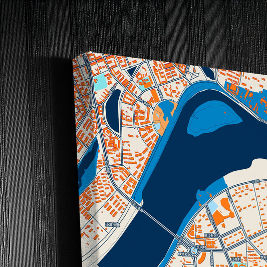 Mudanjiang China Colorful City Map Canvas Print Detail