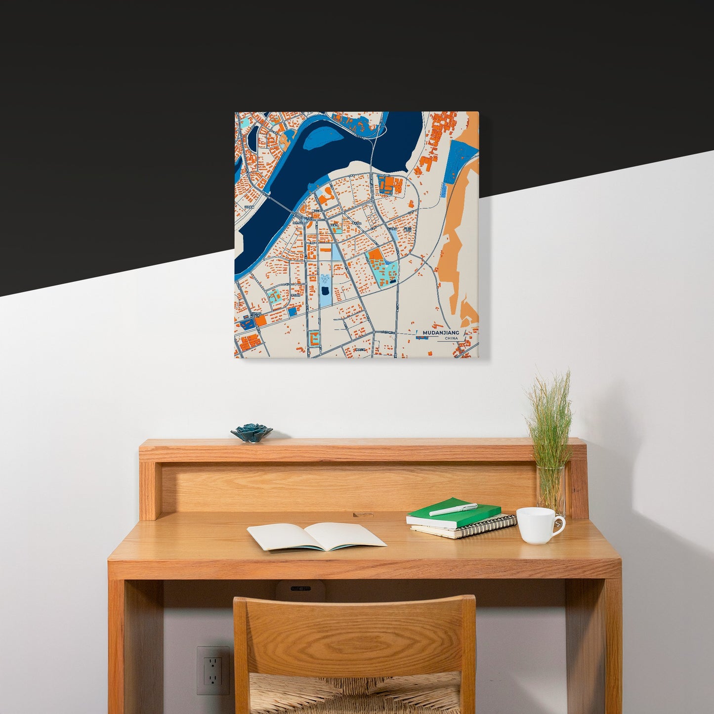 Mudanjiang China Colorful City Map Canvas Print Scene