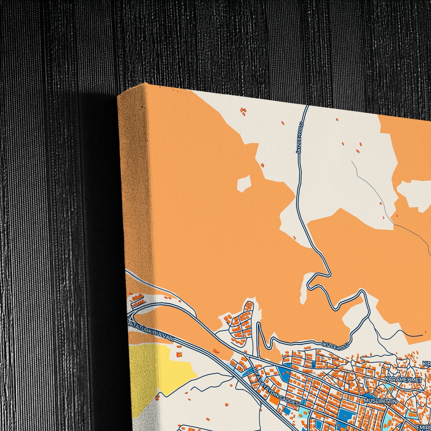 Muğla Turkey Colorful City Map Canvas Print Detail