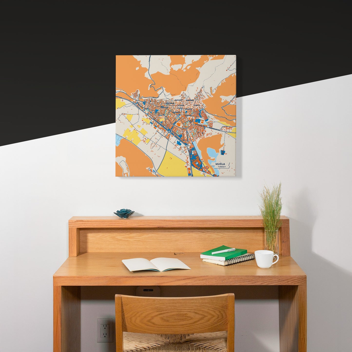 Muğla Turkey Colorful City Map Canvas Print Scene