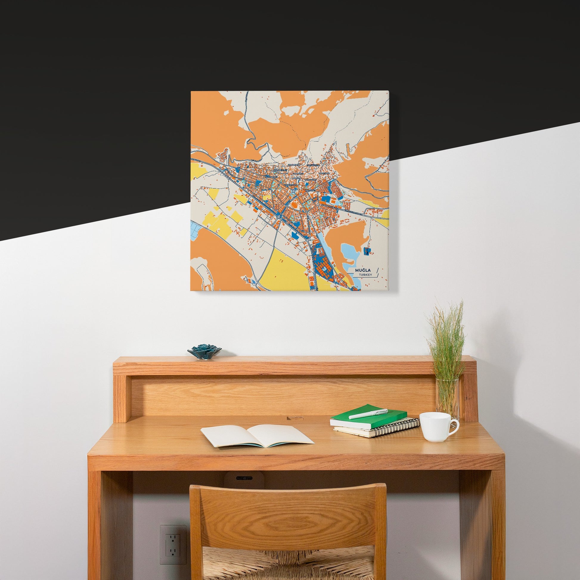 Muğla Turkey Colorful City Map Canvas Print Scene