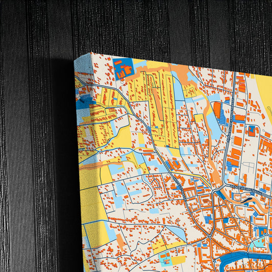 Mühlhausen/Thüringen Germany Colorful City Map Canvas Print Detail