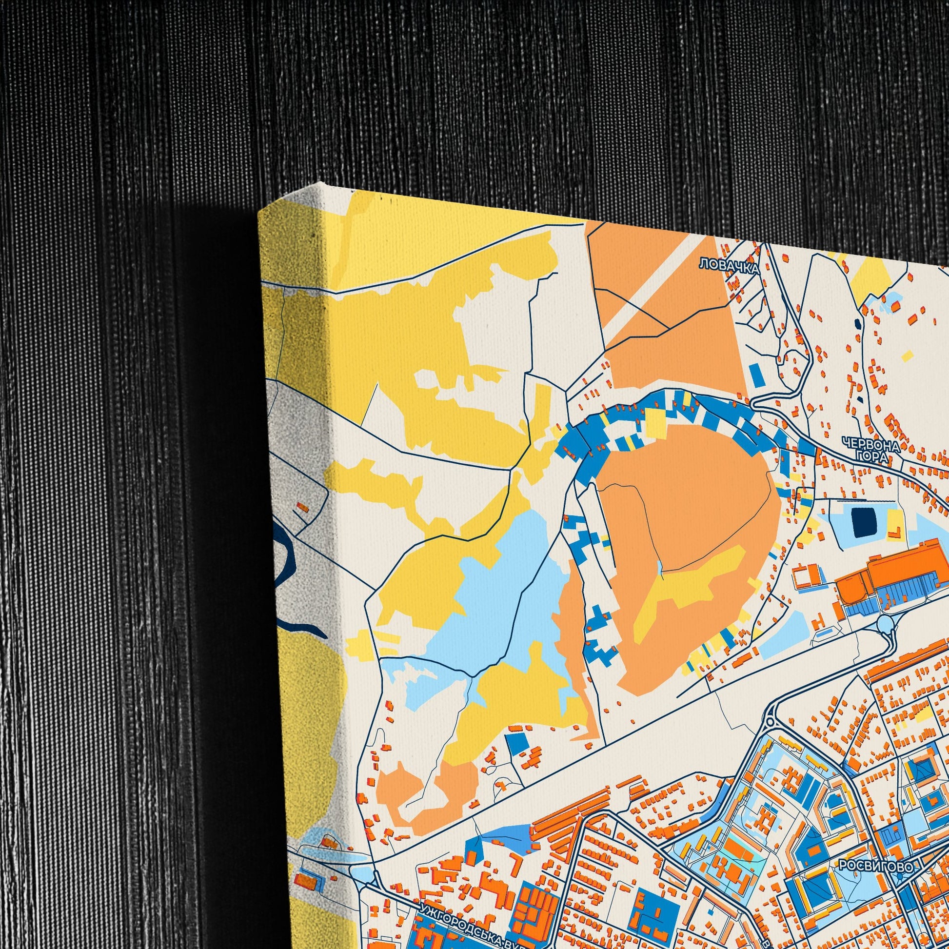 Мукачево Ukraine Colorful City Map Canvas Print Detail