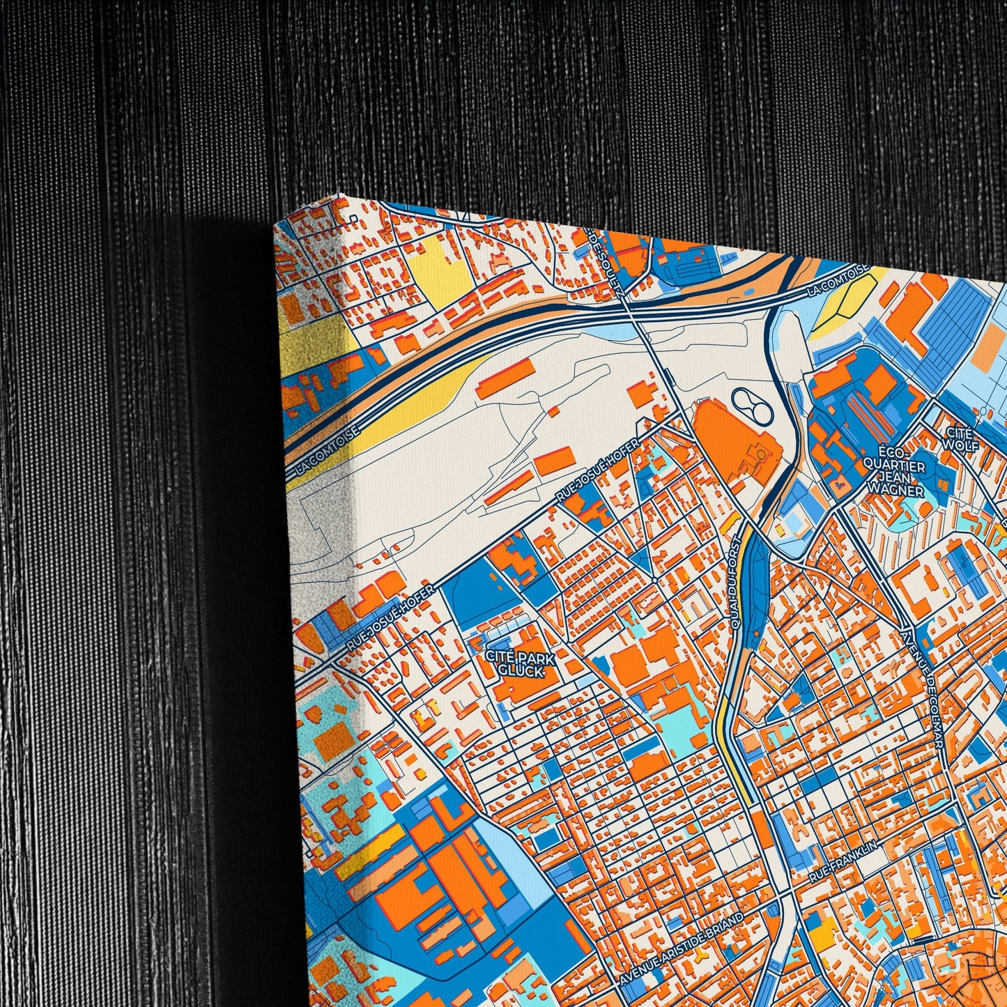 Mulhouse France Colorful City Map Canvas Print Detail