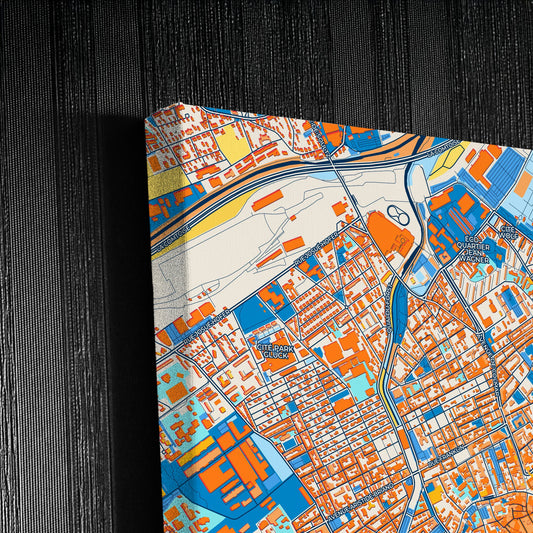 Mulhouse France Colorful City Map Canvas Print Detail