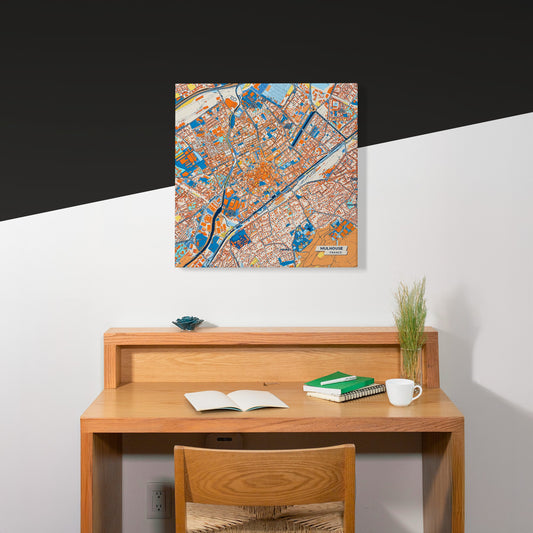Mulhouse France Colorful City Map Canvas Print Scene