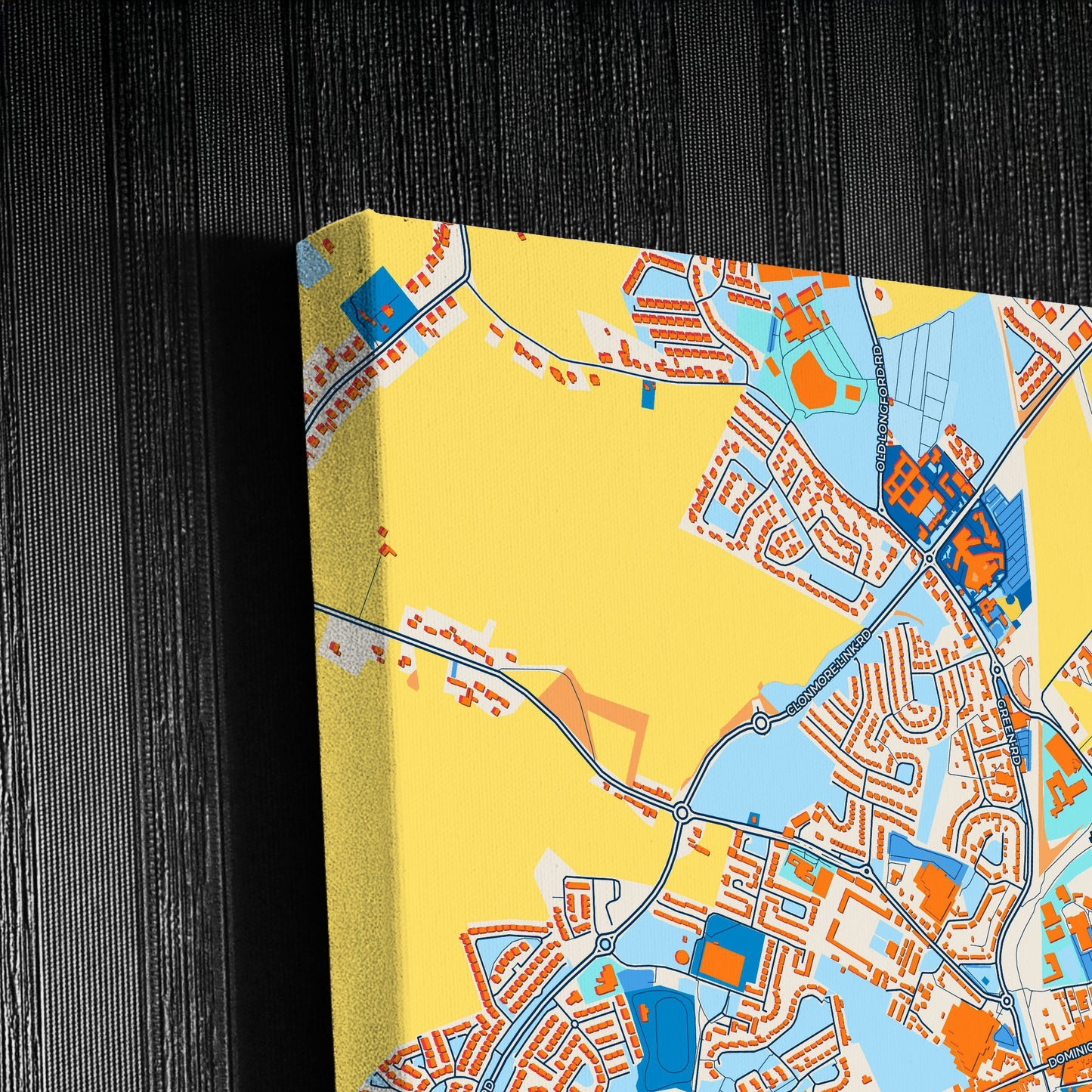 Mullingar Ireland Colorful City Map Canvas Print Detail