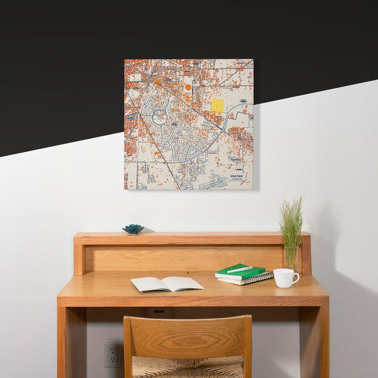 Multan Pakistan Colorful City Map Canvas Print Scene