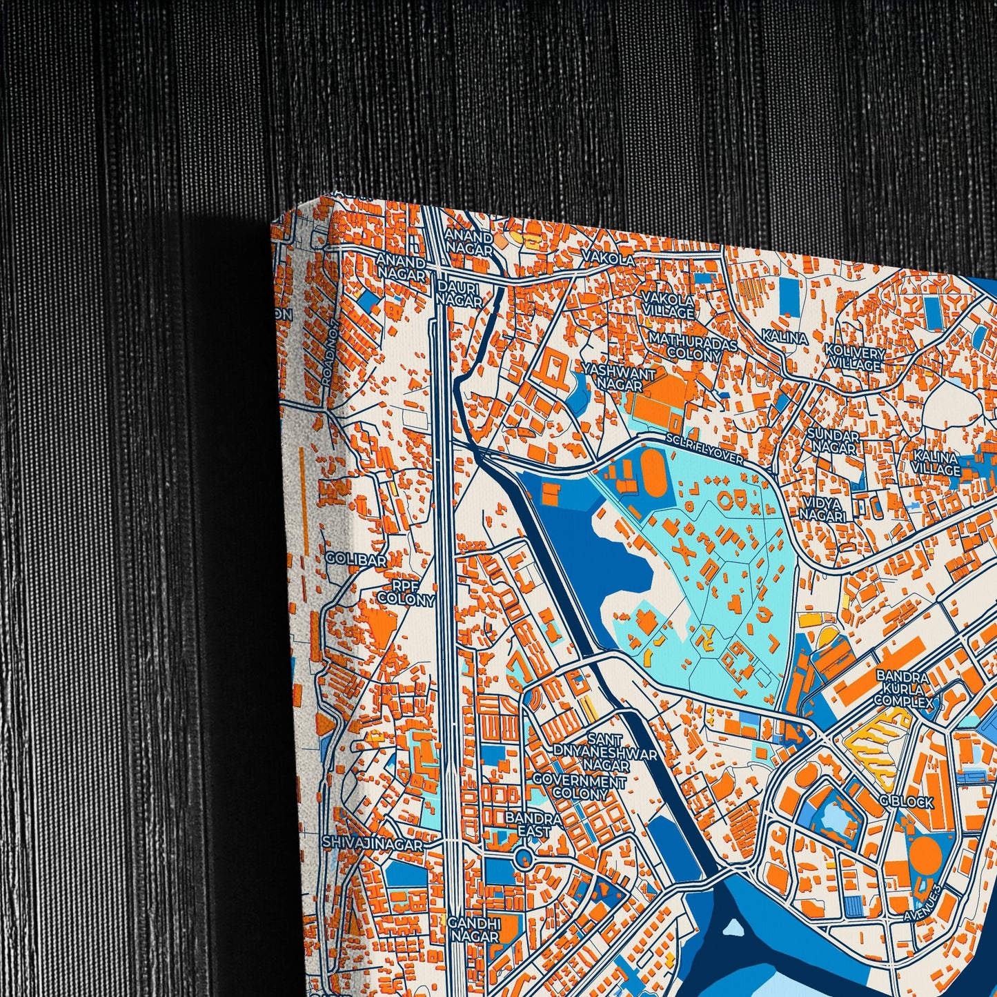 Mumbai India Colorful City Map Canvas Print Detail