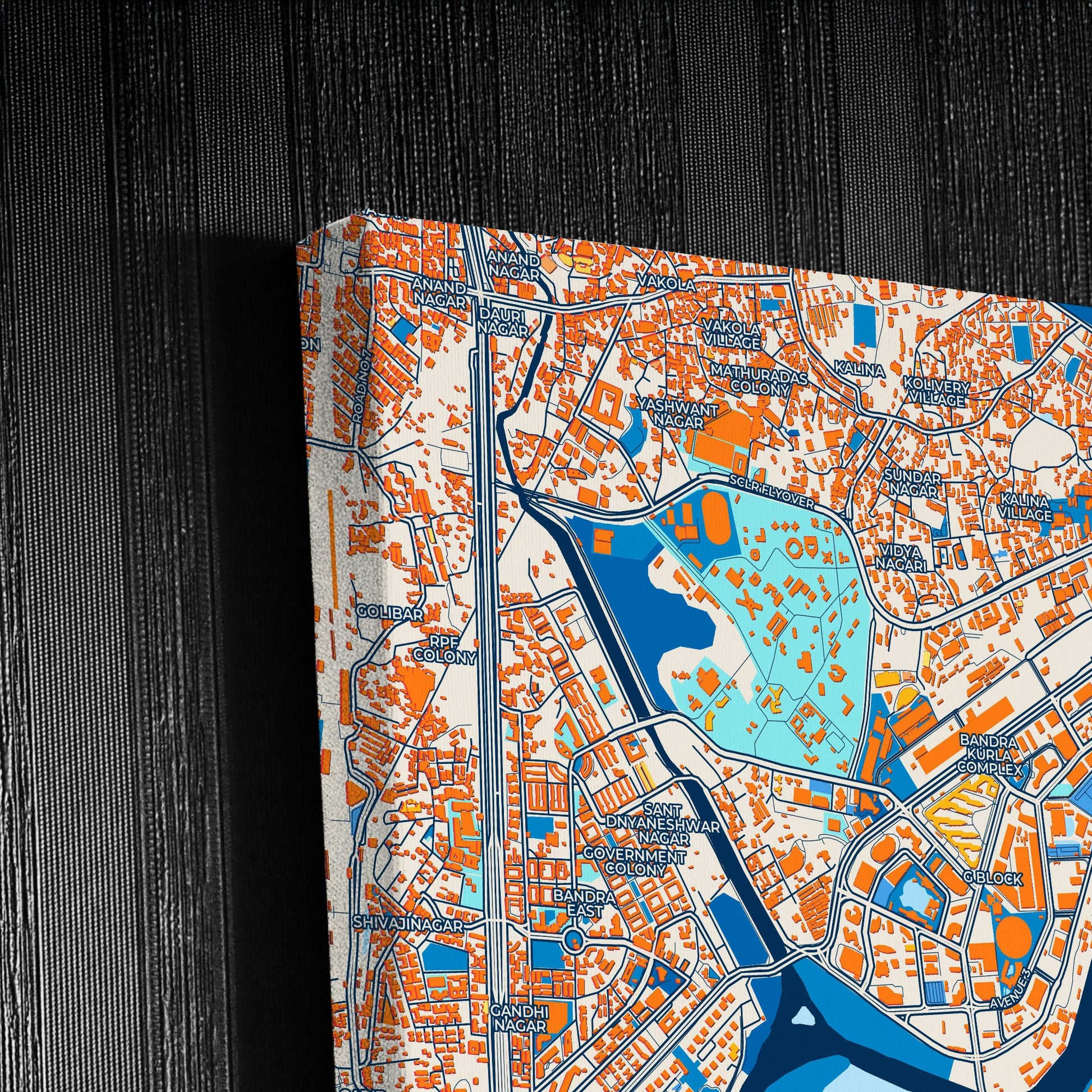 Mumbai India Colorful City Map Canvas Print Detail