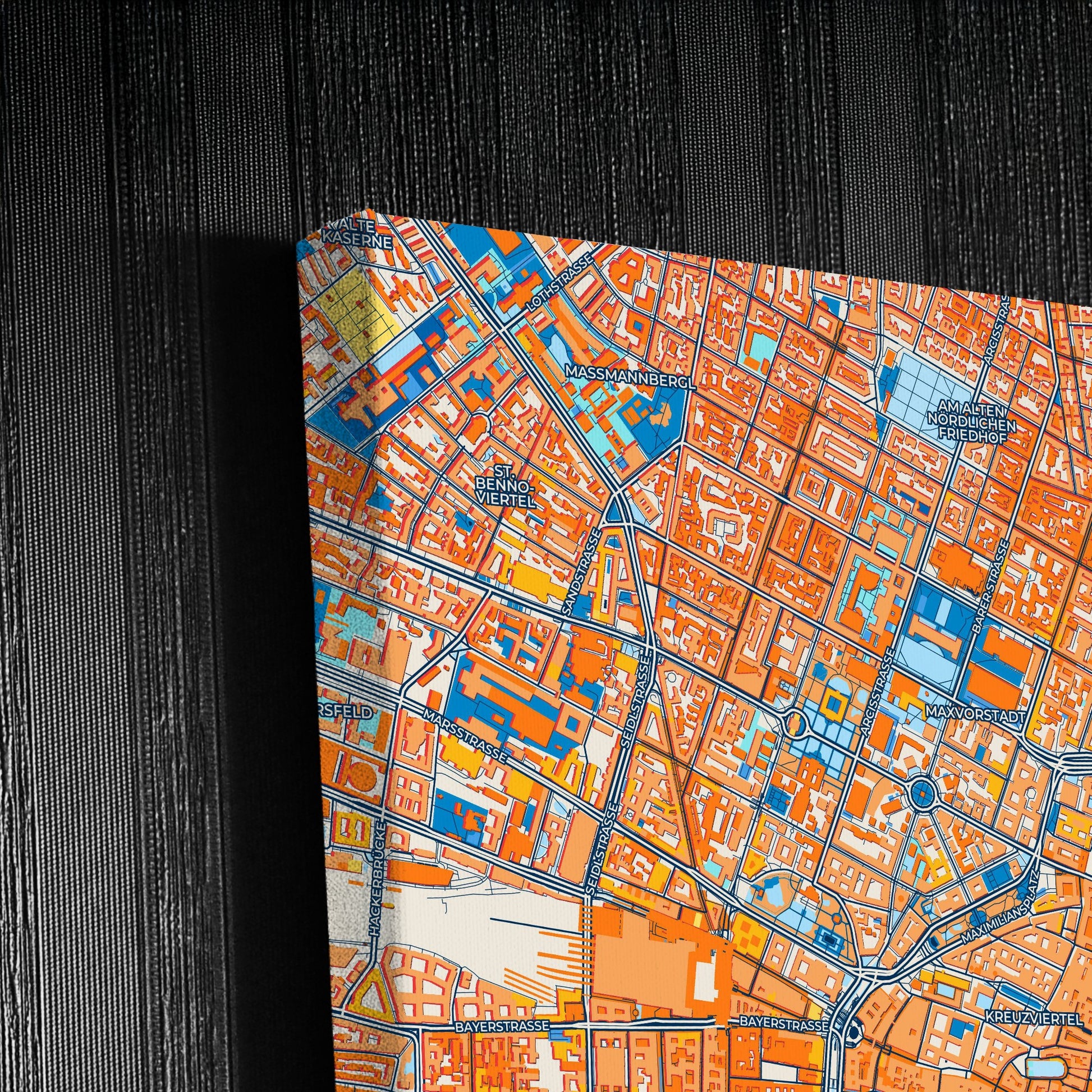 München Germany Colorful City Map Canvas Print Detail